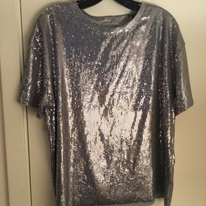 Zara sequin silver shirt